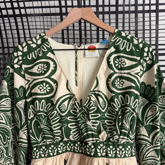 Farm Rio long sleeve v neck printed romper - Picture 3 of 9